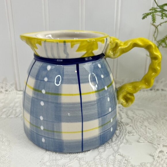 Blue Sky Sugar Bowl & Creamer Set With Spoon By Heather Goldminc Country Ceramic - Picture 4 of 16
